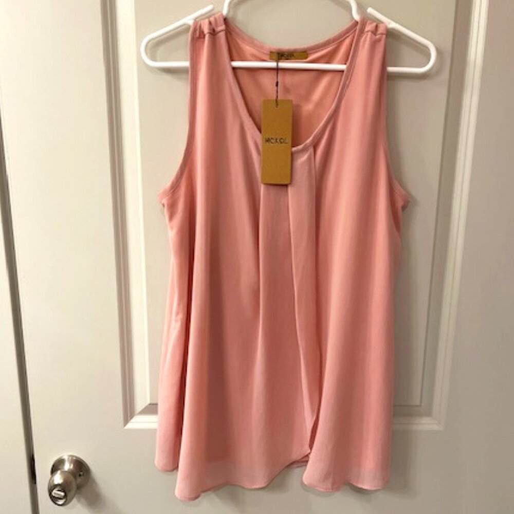 NWT MCKOL Chiffon Pink Tank Sz L